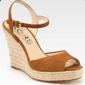 Michael kors brown sued wedge espadrilles size 8.5